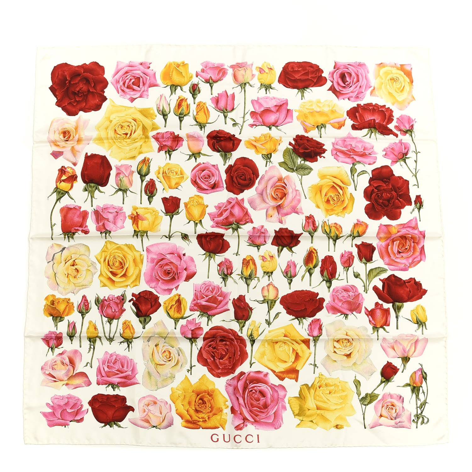 Gucci Silk Rose Print Square Scarf Multicolor 1 of 4