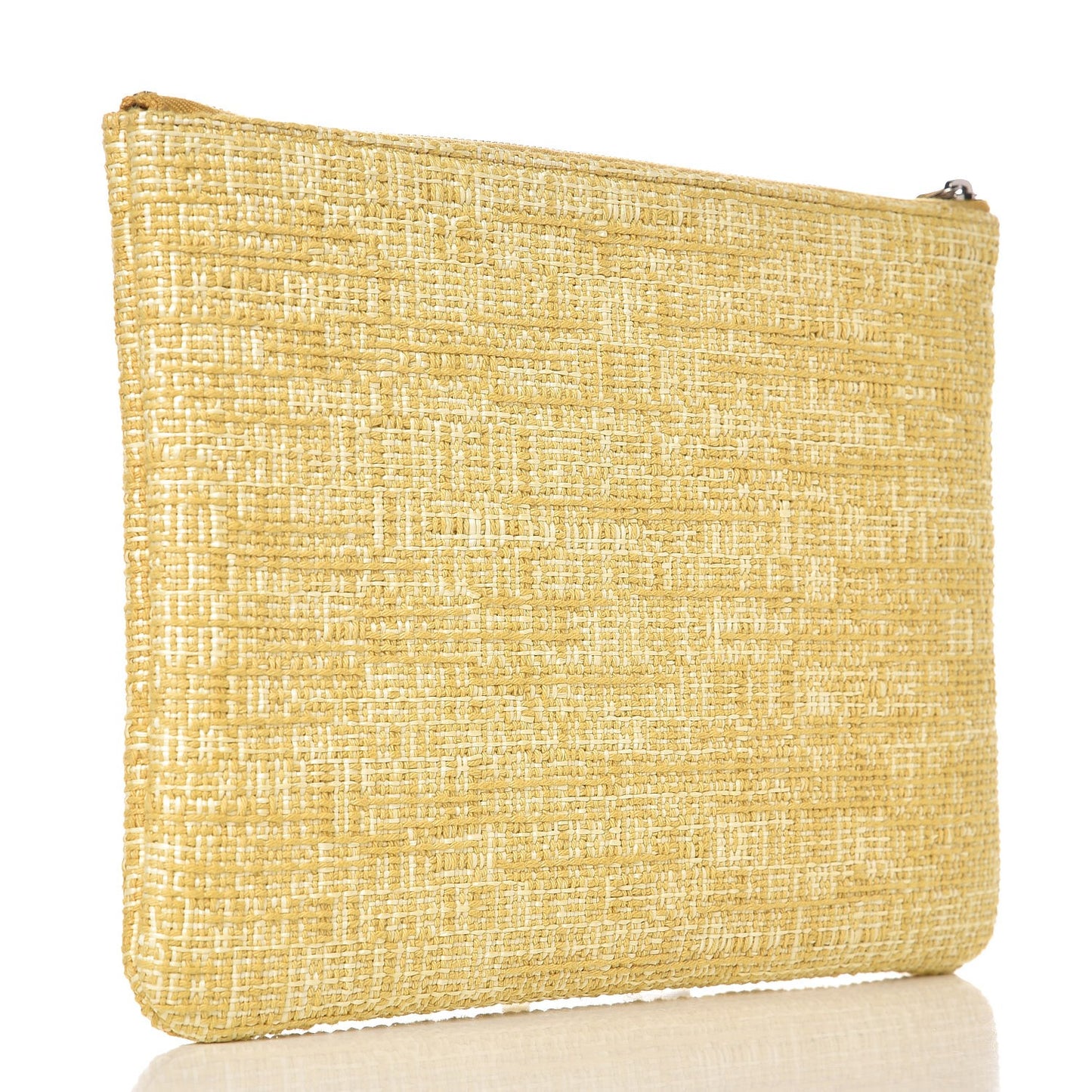 Woven Straw Raffia Large Deauville Pouch Light Yellow