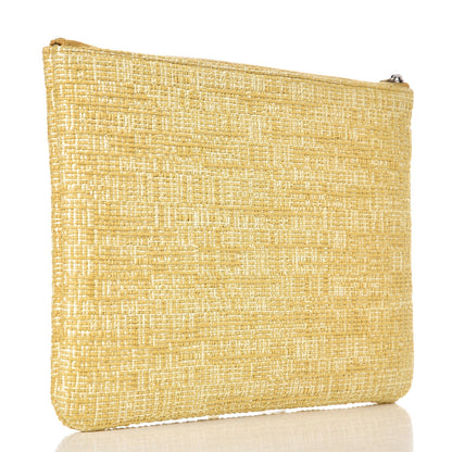 Chanel Woven Straw Raffia Large Deauville Pouch Light Yellow 3 of 8