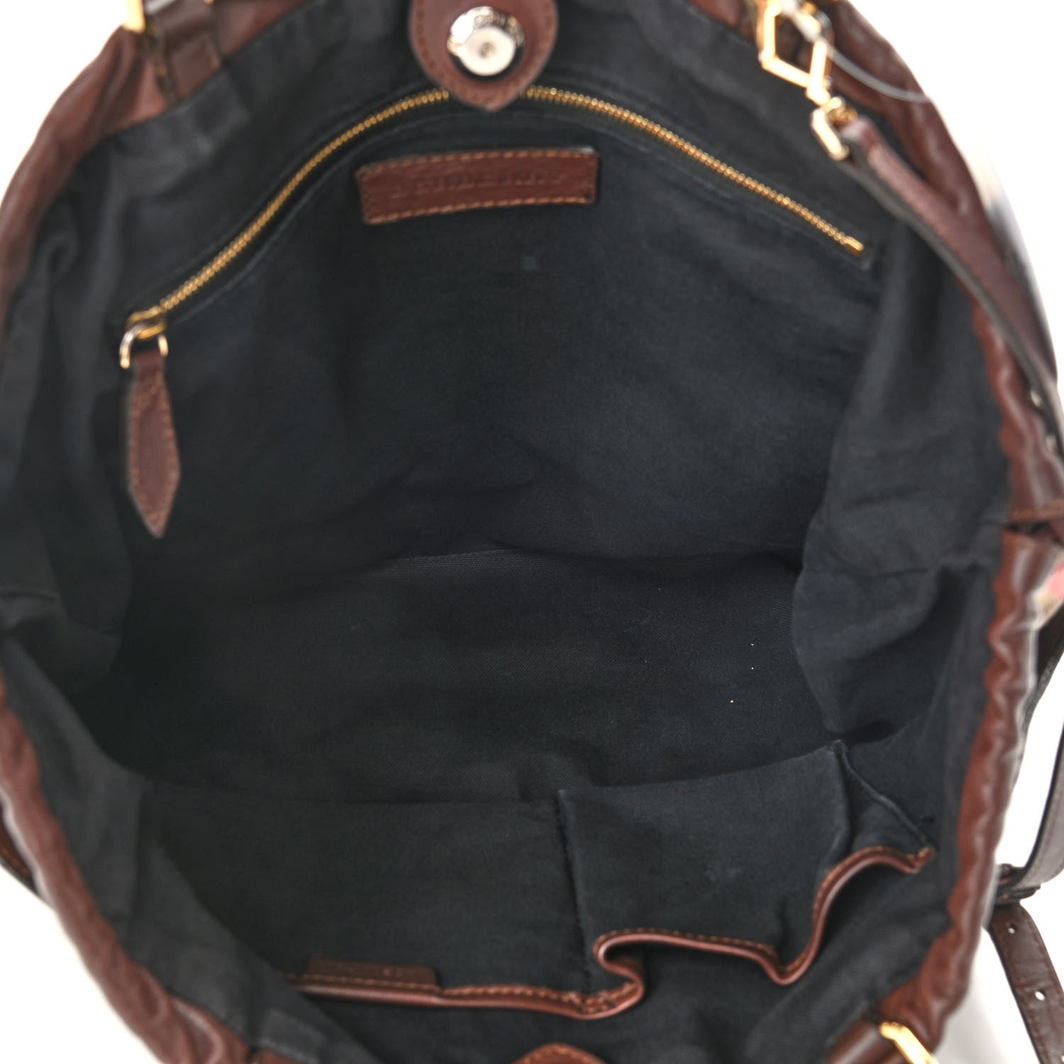 Burberry Soft Calfskin House Check Big Crush Tote Brown Ochre 5 of 21