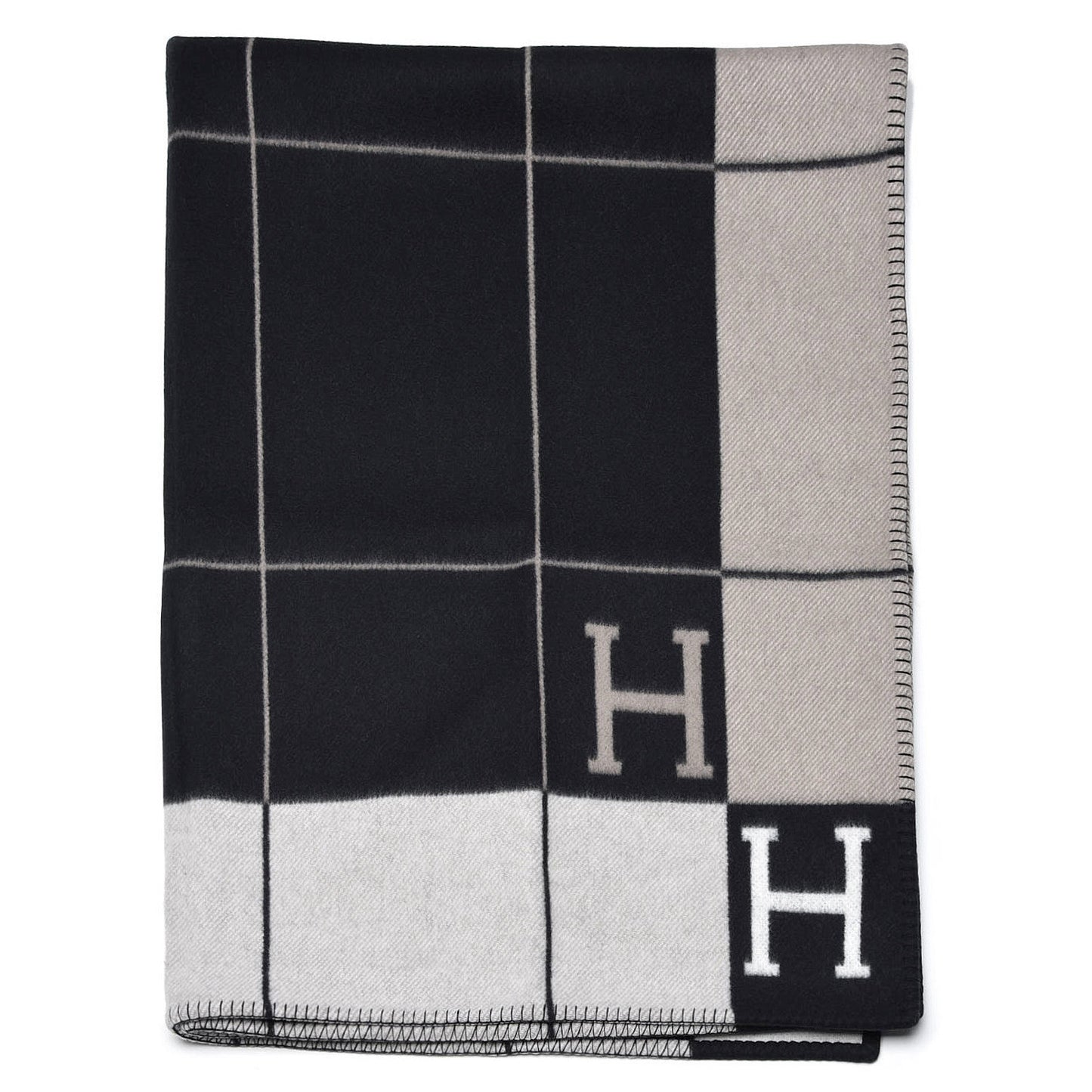 Wool Cashmere Avalon III Blanket Ecru Black
