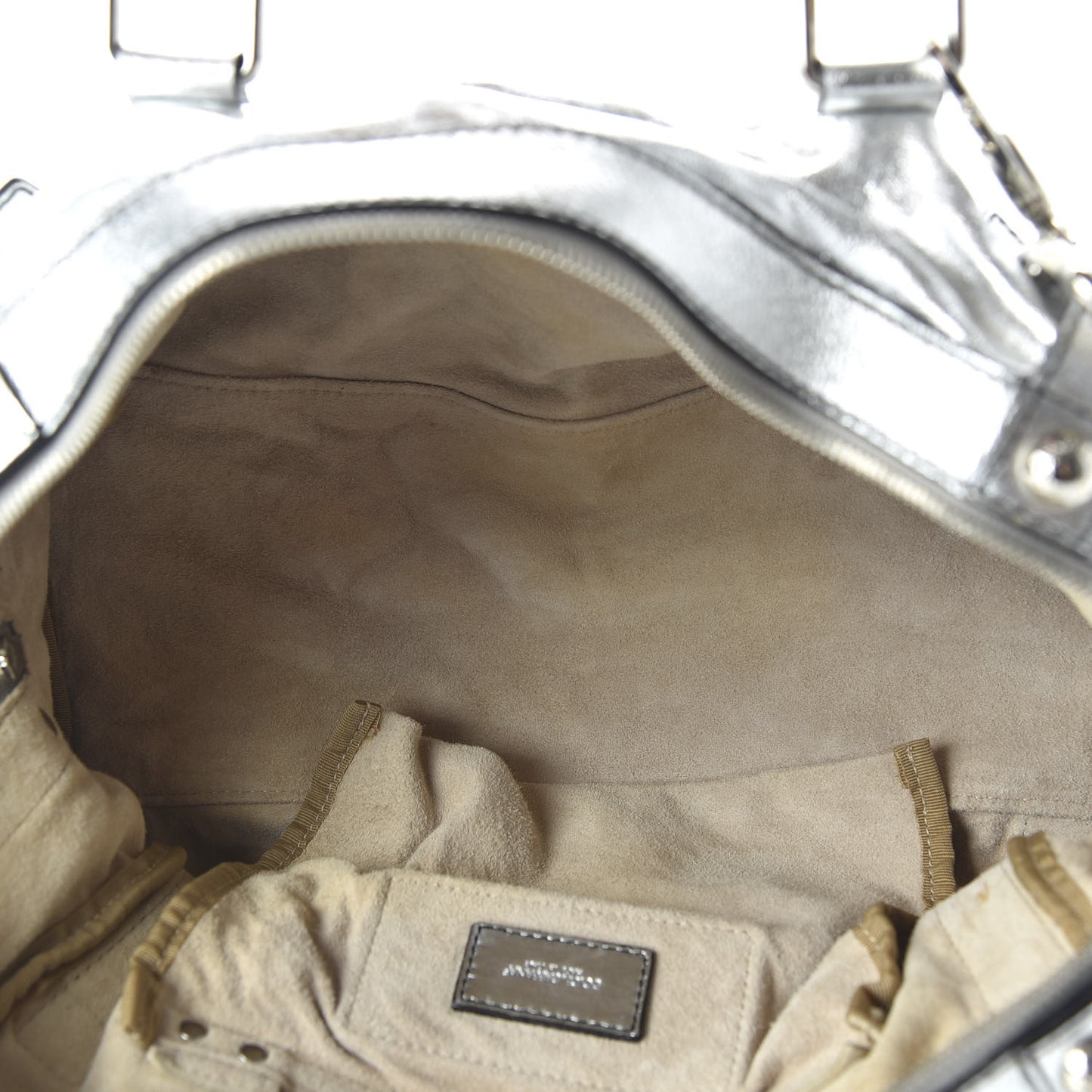 Metallic Calfskin Miss Easy Way Boston Bag Argento