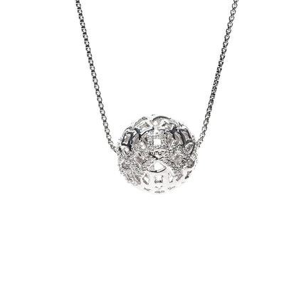 David Yurman Sterling Silver Diamond Quatrefoil Ball Pendant Necklace 3 of 4