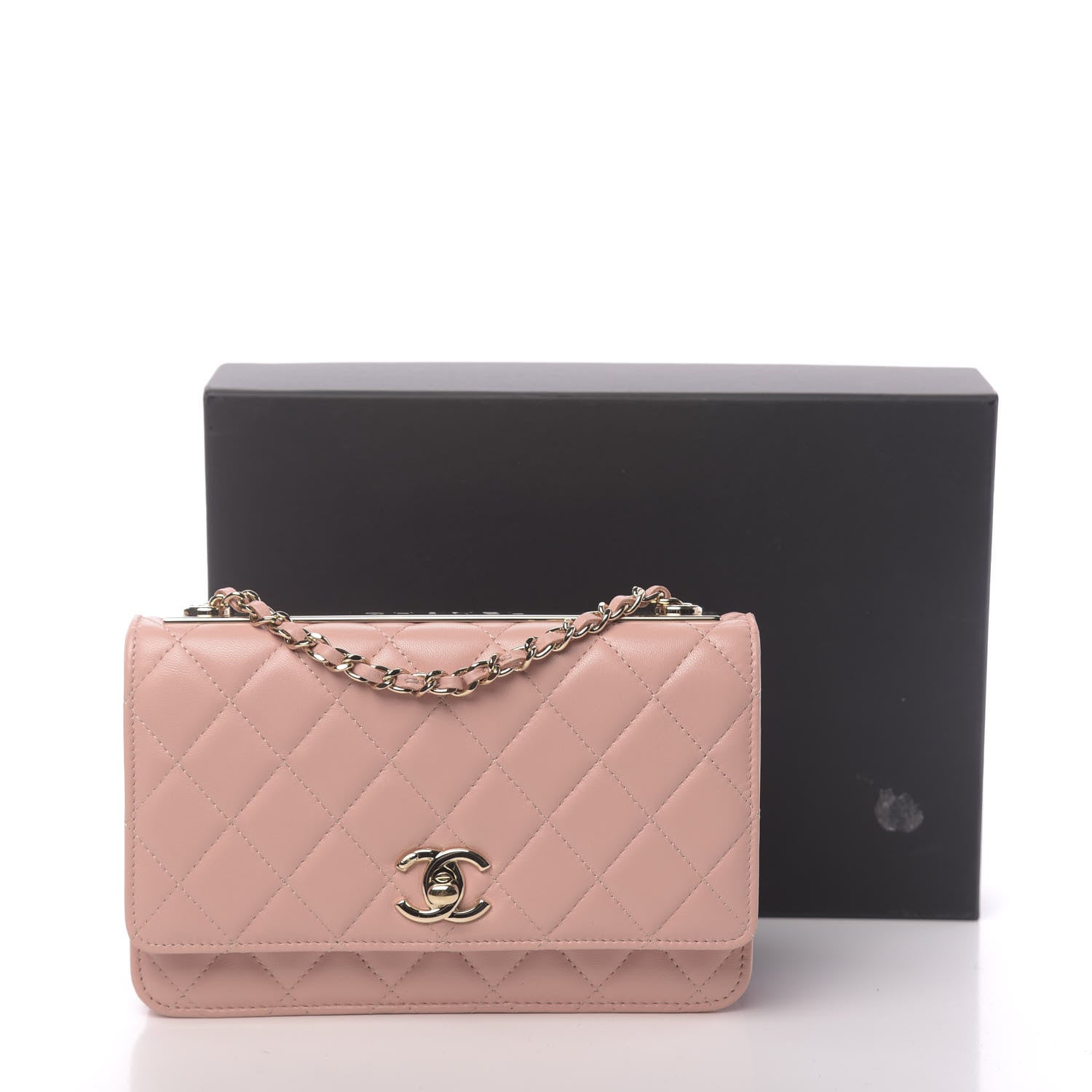 Chanel Lambskin Quilted Trendy CC Wallet On Chain WOC Pink 13 of 13