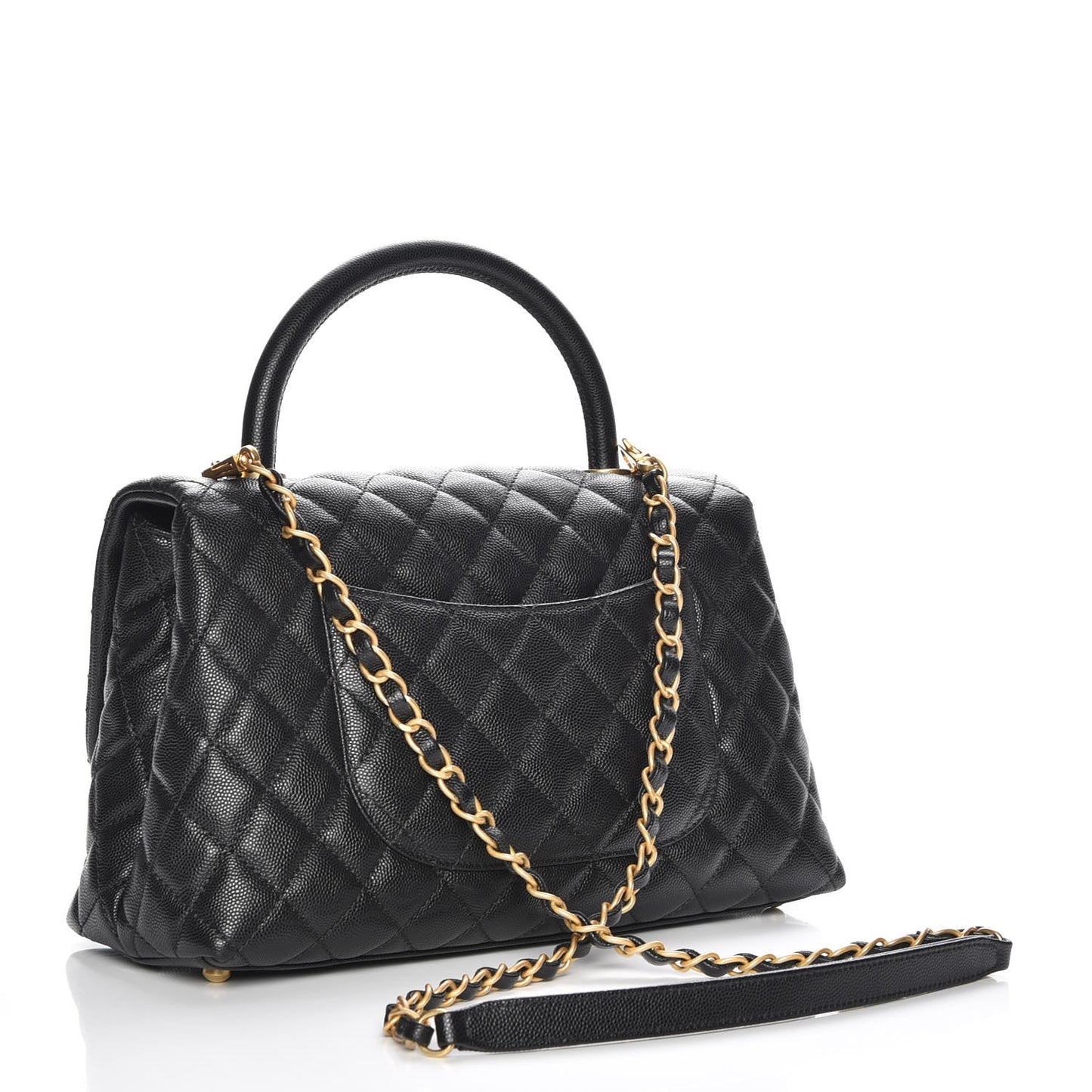 Caviar Quilted Small Coco Handle Flap Black