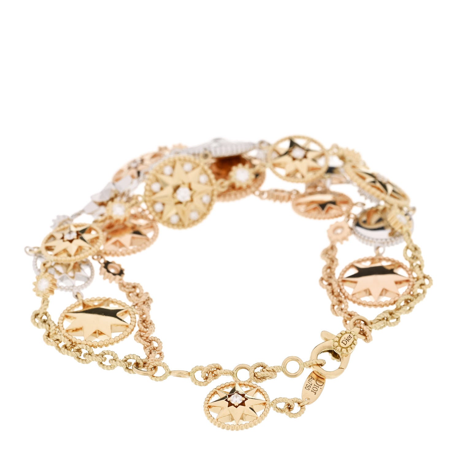 Christian Dior 18K Yellow White Rose Gold Diamond Rose et Etoile