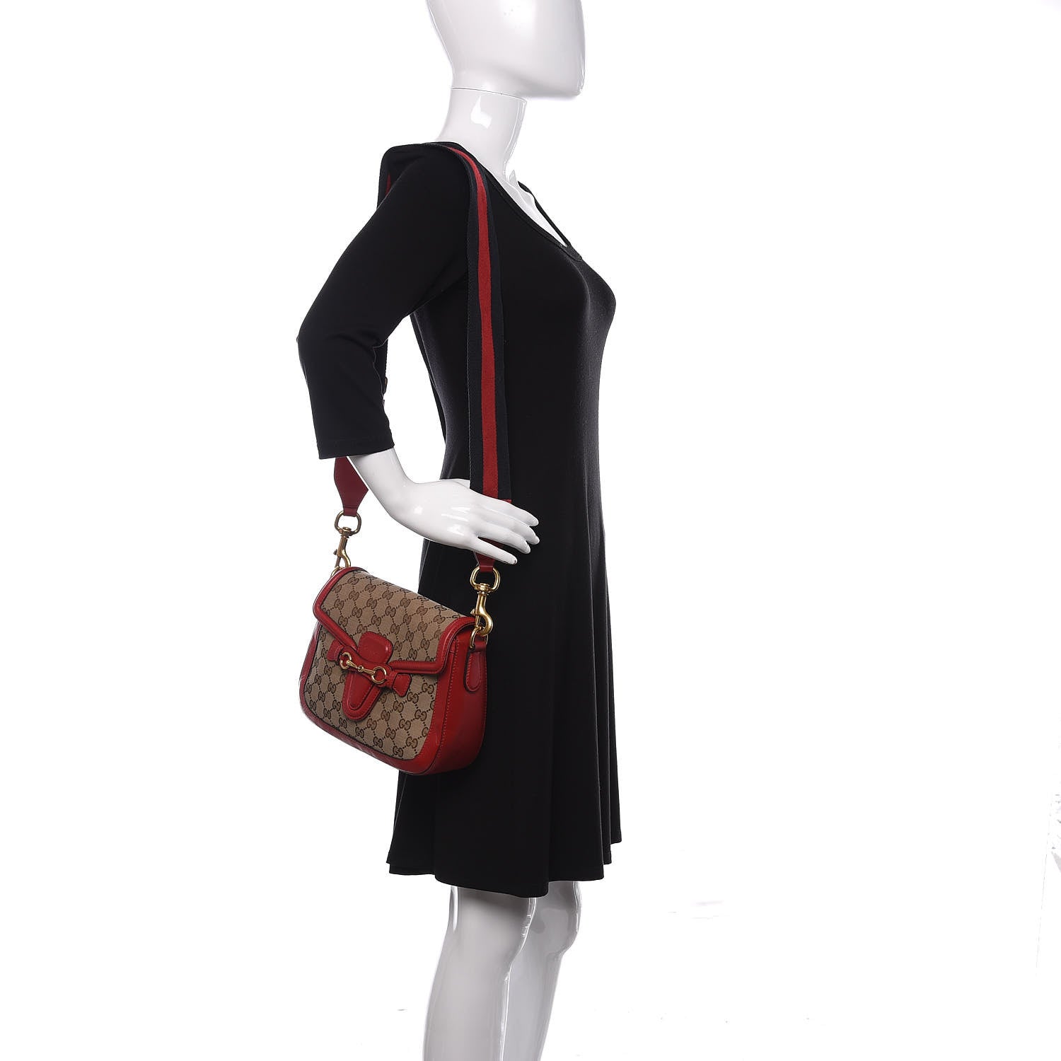 Gucci Monogram Ruinart Calfskin Medium Lady Web Shoulder Bag Beige Ebony Hibiscus Red 2 of 10