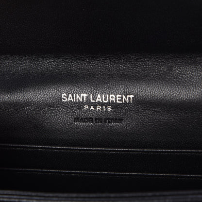 Saint Laurent Lambskin Y Quilted Monogram Small Loulou Envelope Wallet Black 6 of 8