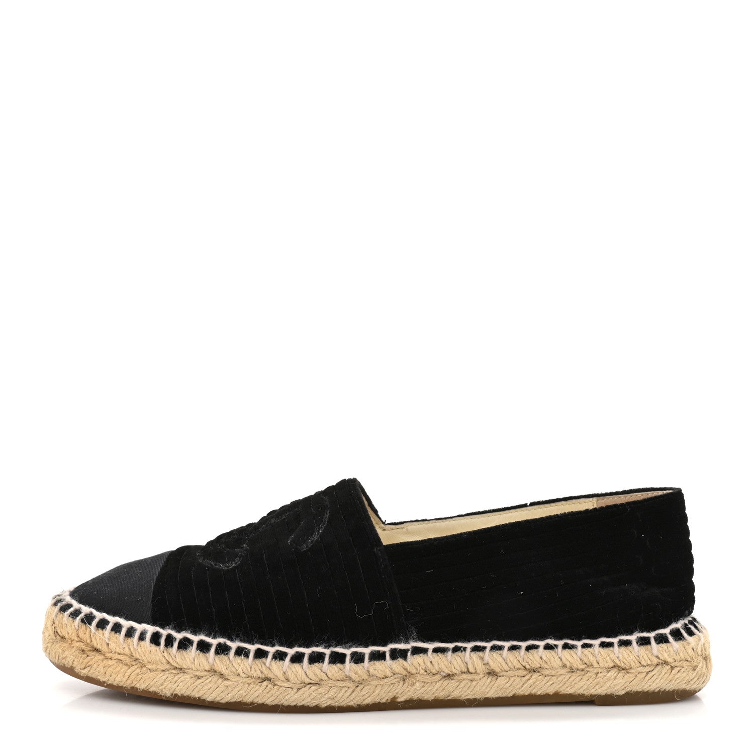 Chanel Velvet Grosgrain CC Espadrilles 38 Black 1 of 10