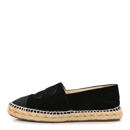 Chanel Velvet Grosgrain CC Espadrilles 38 Black 1 of 10