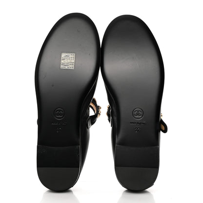 Chanel Lambskin Charm Mary Jane Flats 37 Black 5 of 9