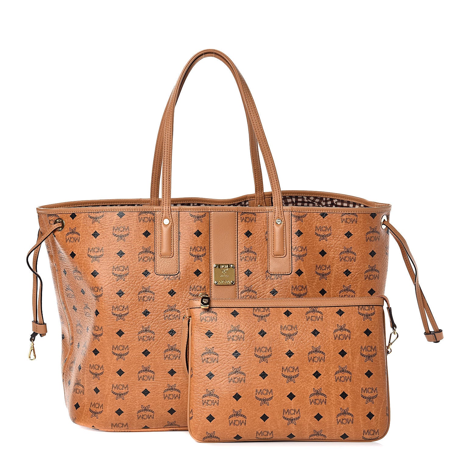 MCM Visetos Large Liz Reversible Shopper Tote Cognac 1 of 17