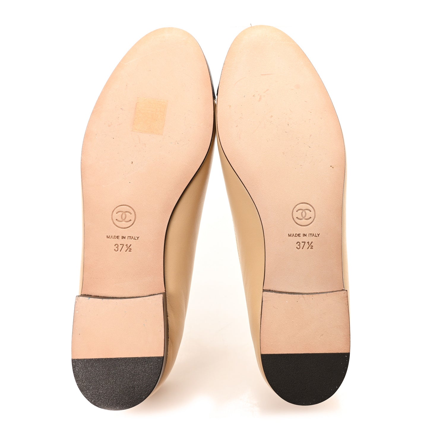 Lambskin Cap Toe CC Ballerina Flats 37.5 Beige Black