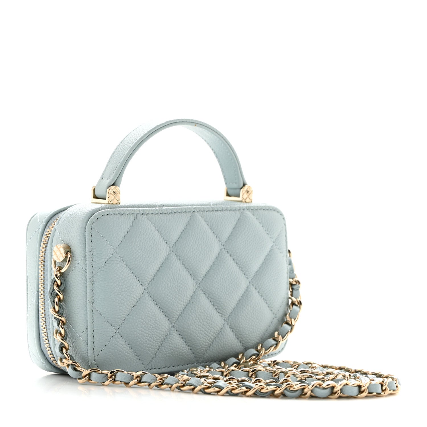 Chanel Caviar Quilted Small Top Handle Vanity Case Light Blue 4 of 12