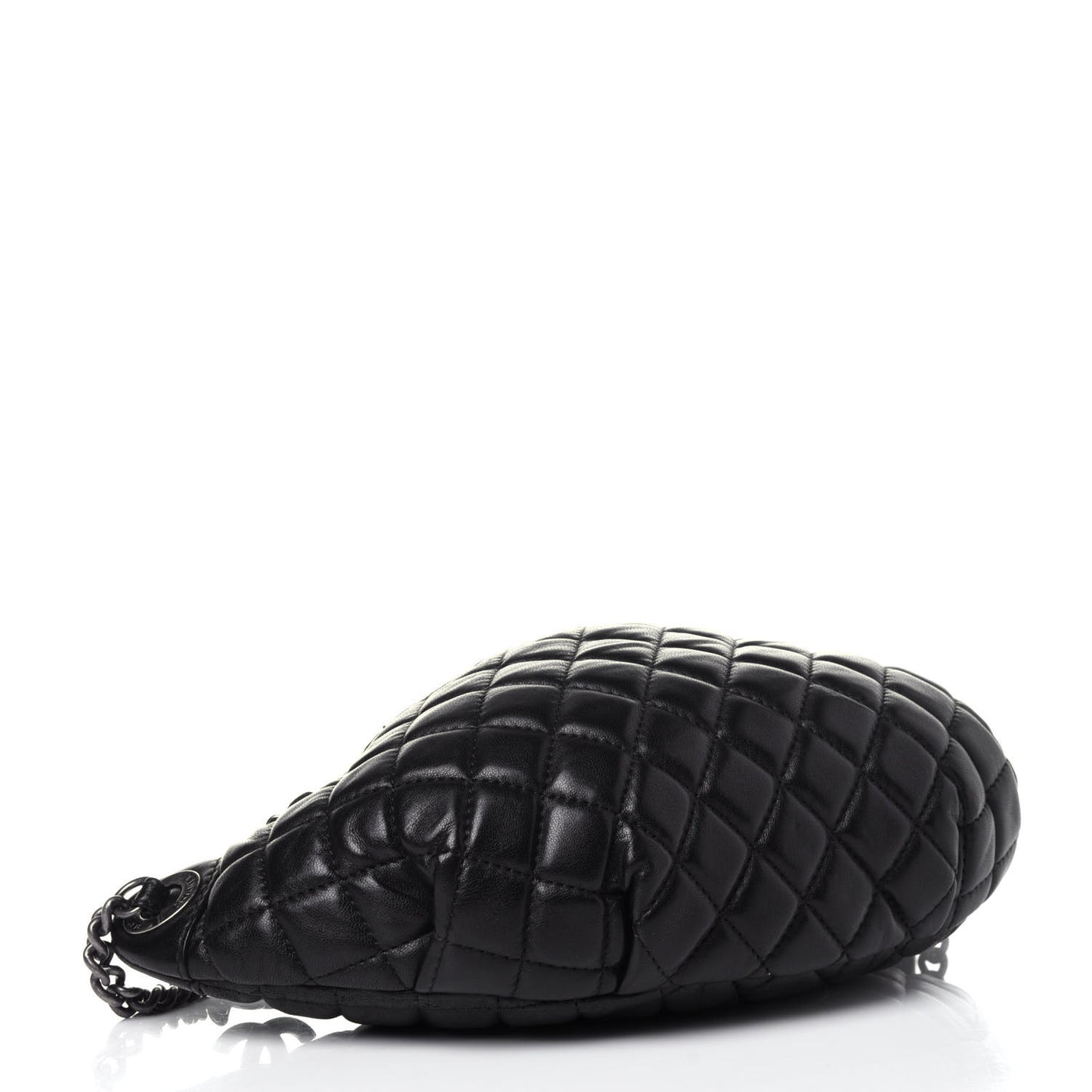 Lambskin Quilted Banane Waist Bag Fanny Pack Black