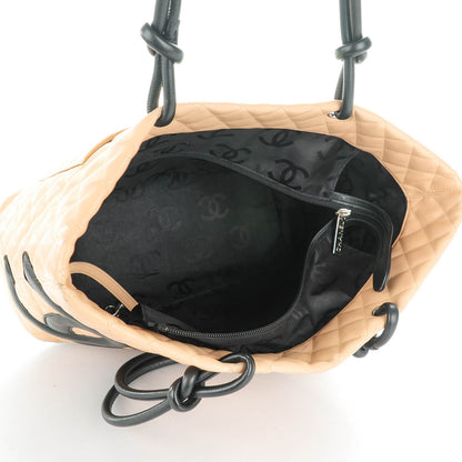 Chanel Calfskin Quilted Large Cambon Tote Beige Black 5 of 7