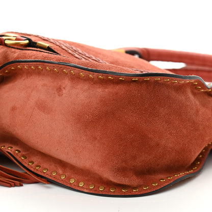 Chloe Suede Calfskin Braided Medium Marcie Satchel Terracotta Red 10 of 11