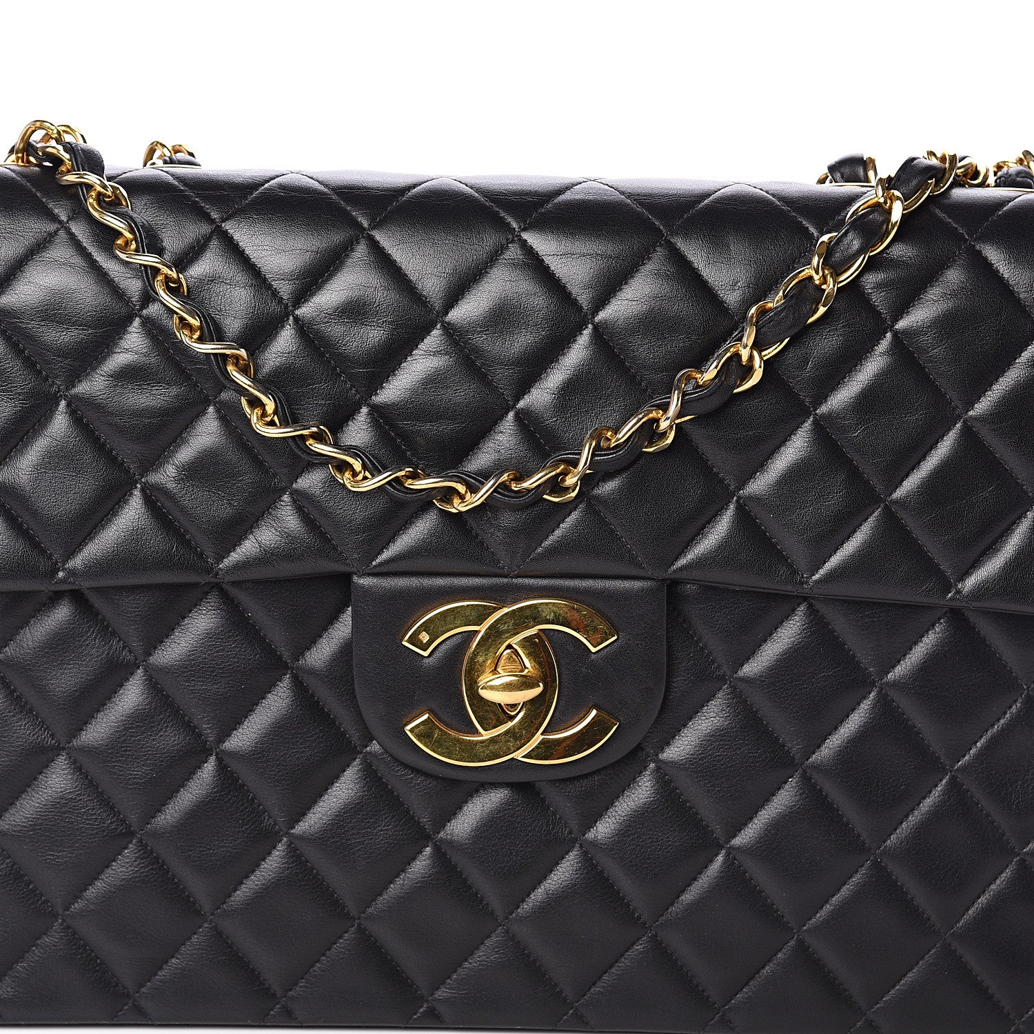 Chanel Lambskin Quilted XL Jumbo Single Flap Black 9 of 11