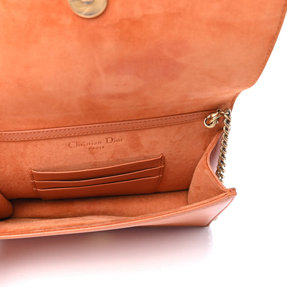Christian Dior Calfskin Studded Diorama Top Handle Wallet on Chain Pouch Orange 4 of 5