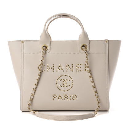 Chanel Caviar Small Studded Deauville Tote Ivory 1 of 10