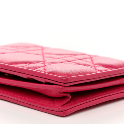 Christian Dior Lambskin Cannage Small Lady Dior Flap Card Holder Fuchsia 8 of 13