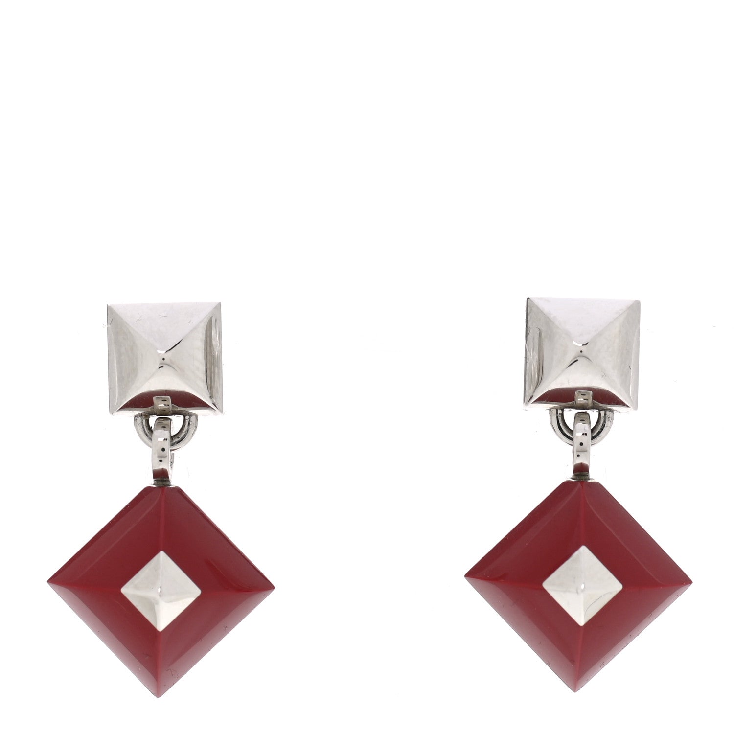 Hermes Palladium Medor Folk Earrings Rouge H 1 of 5