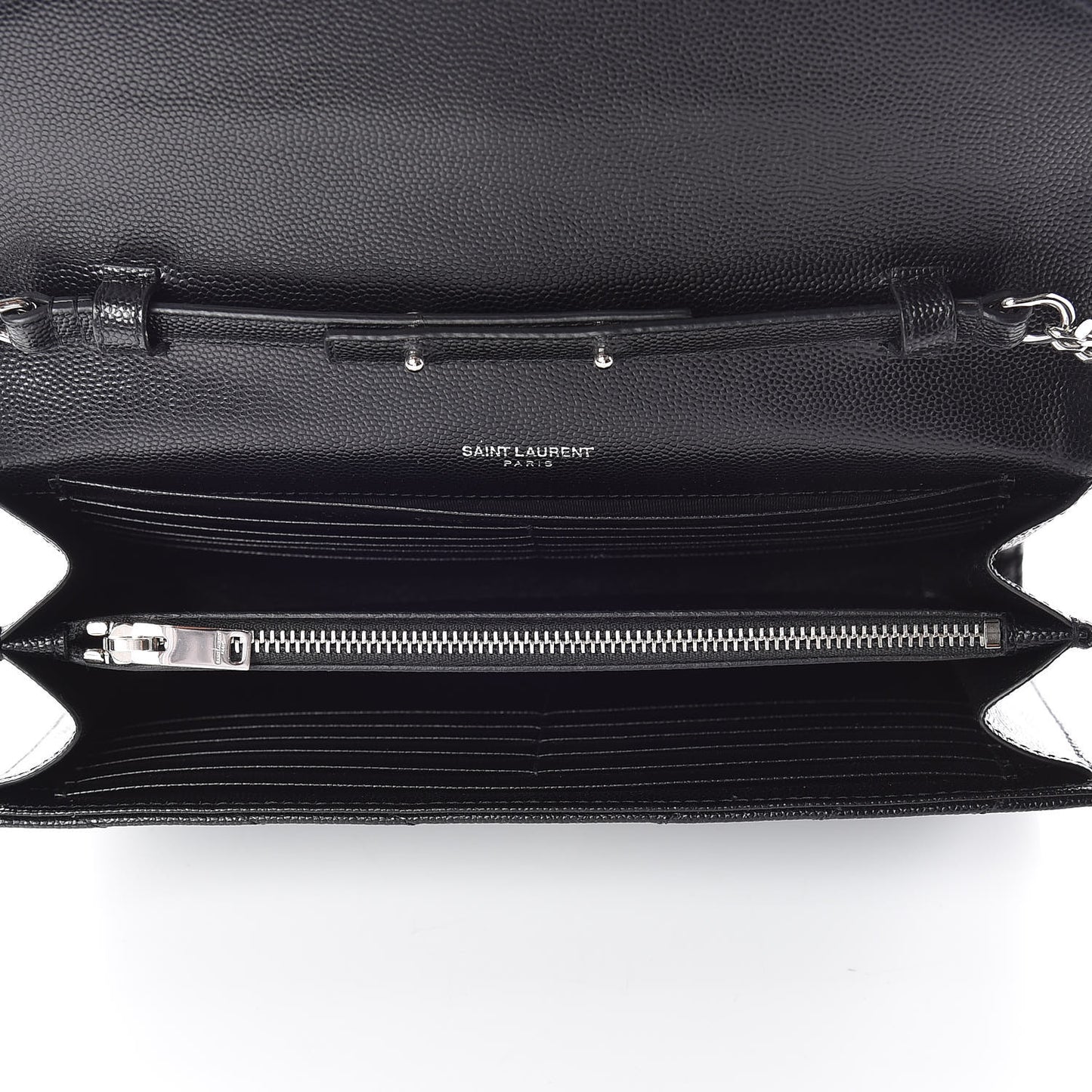 Grain De Poudre Matelasse Chevron Monogram Chain Wallet Black