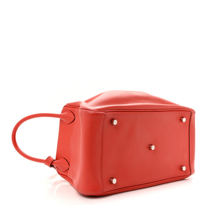Hermes Swift Epsom Lindy 30 Tressage De Cuir Rouge De Coeur Bleu Du Nord Rouge H 4 of 13