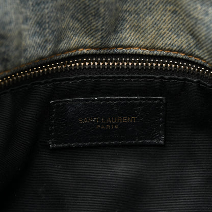 Saint Laurent Denim Quilted Small Loulou Puffer Monogram Chain Satchel Blue Cinnamon 5 of 11