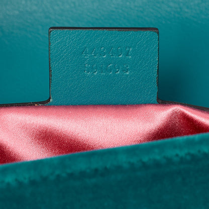 Gucci Velvet Matelasse Small GG Marmont Shoulder Bag Pavone Cyan 7 of 7
