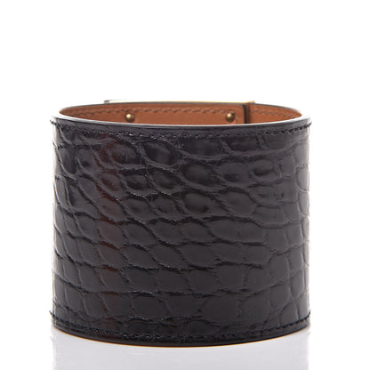 Hermes Shiny Alligator Kelly Dog Extreme Bracelet S Black 3 of 7