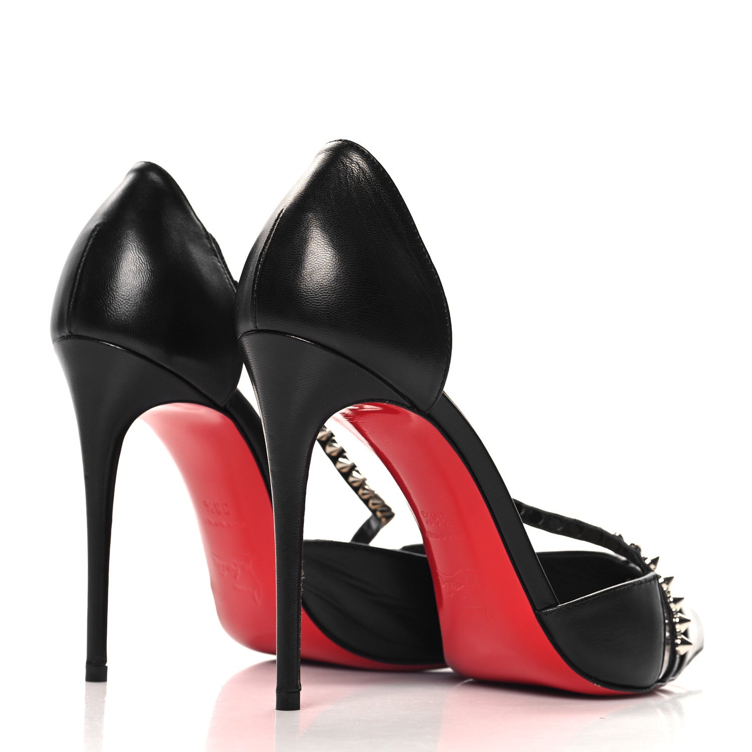 Christian Louboutin Kid PVC Spike Cross 100 Pumps 38.5 Black Silver 5 of 9