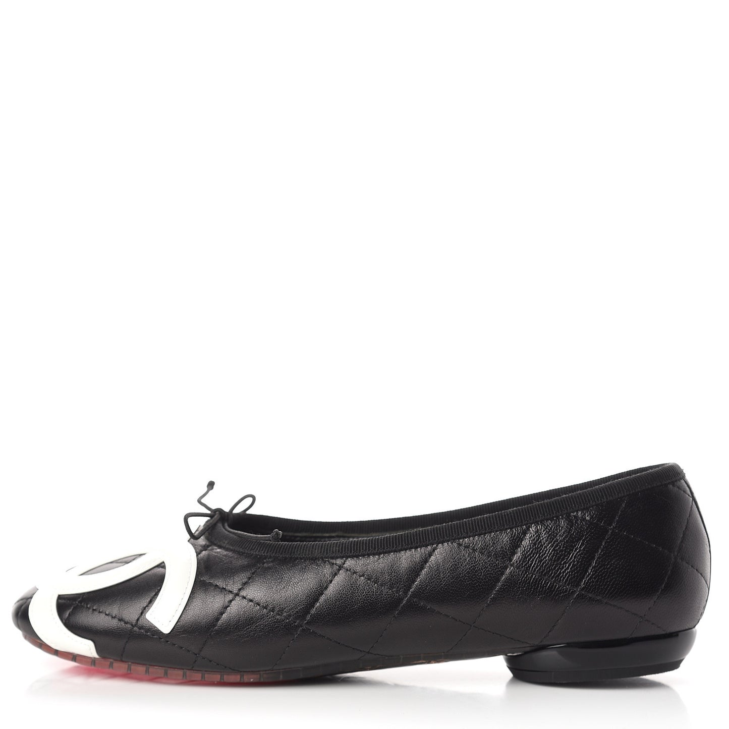 Lambskin Cambon Quilted Ballerina Flats 38 Black