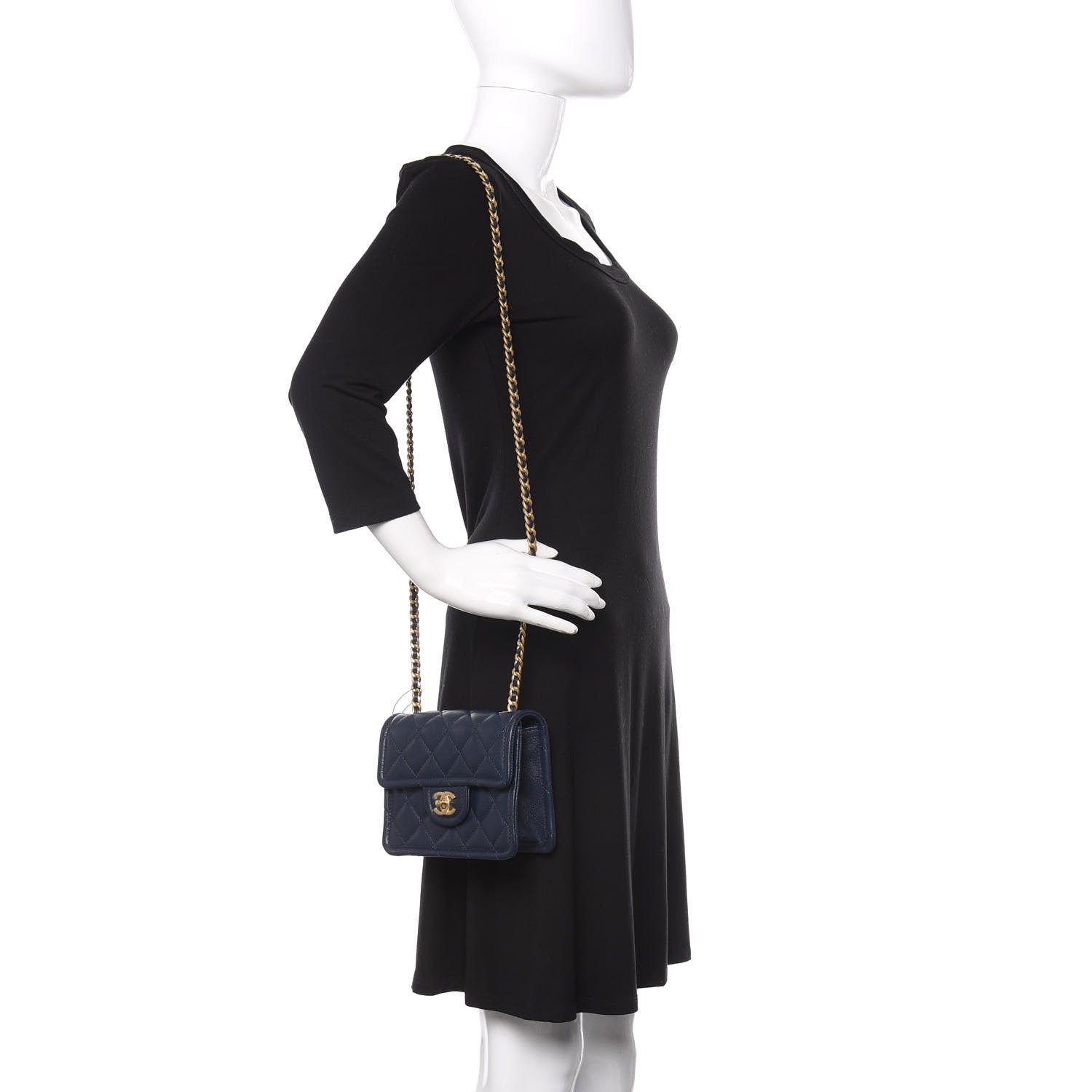 Chanel Caviar Quilted Mini Sweet Classic Flap Navy Blue 2 of 11