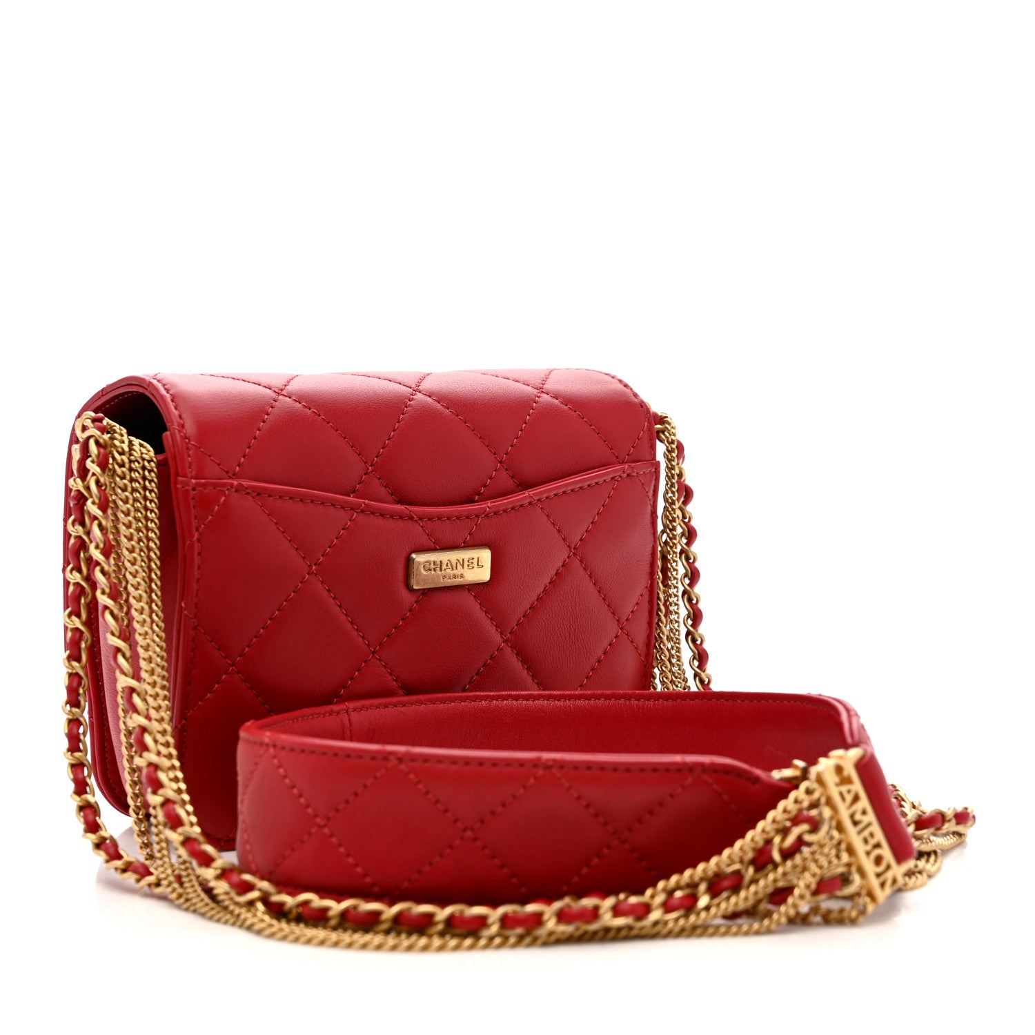 Chanel Lambskin Quilted Small Multiple Chain Flap Red 3 of 10