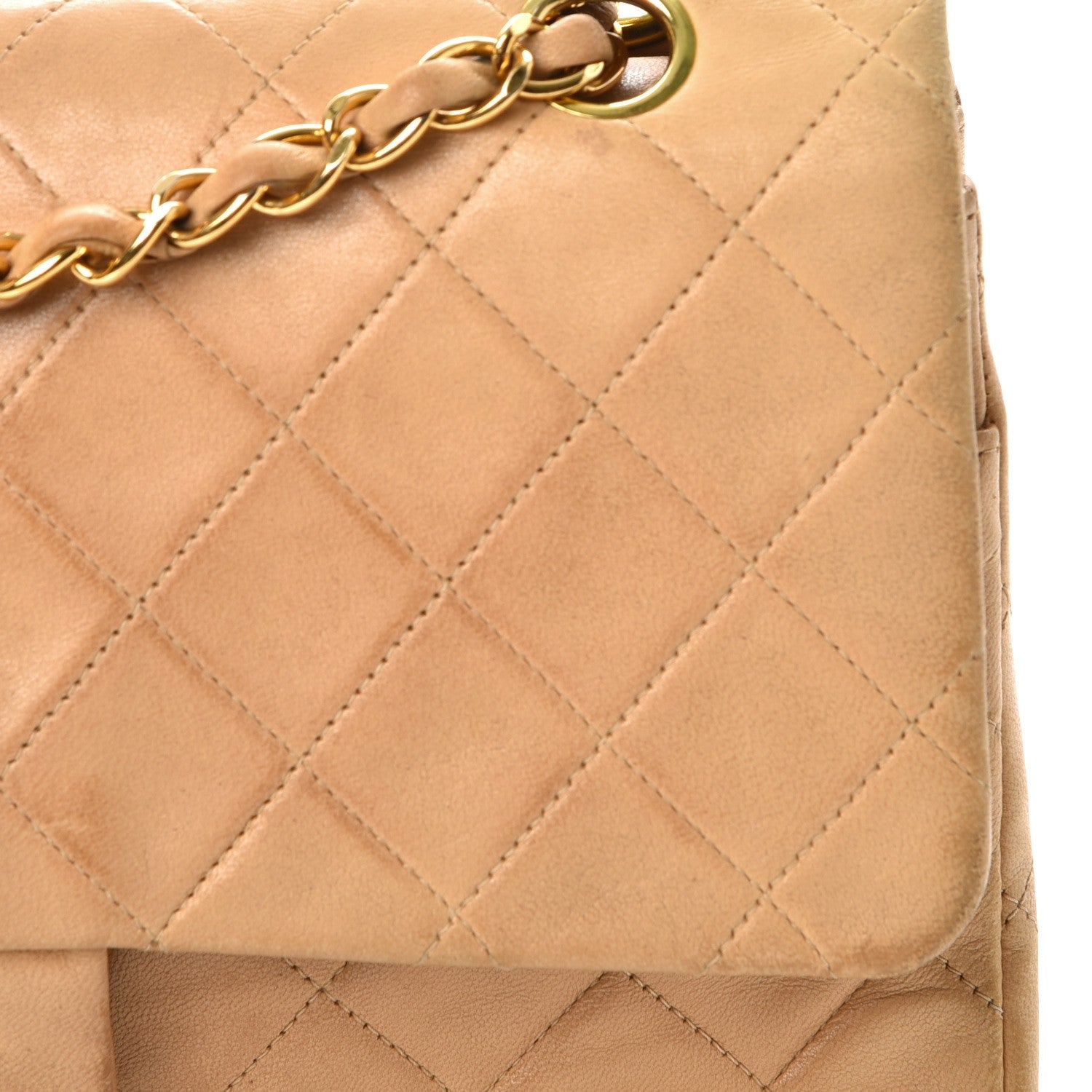 Chanel Lambskin Quilted Medium Double Flap Beige 13 of 20
