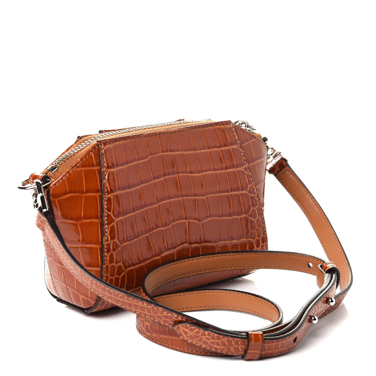 Givenchy Calfskin Crocodile Embossed Nano Antigona Tan 3 of 8