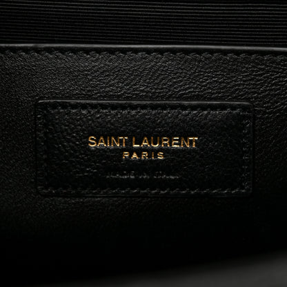 Saint Laurent Grain De Poudre Textured Mixed Matelasse Triquilt Medium Monogram Satchel Black 6 of 10