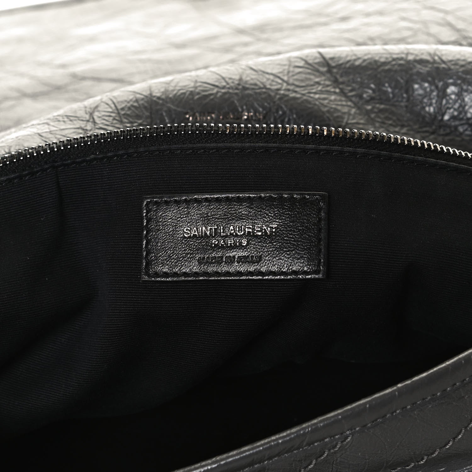Saint Laurent Crinkled Calfskin Matelasse Monogram Large Niki Chain Satchel Storm 6 of 17