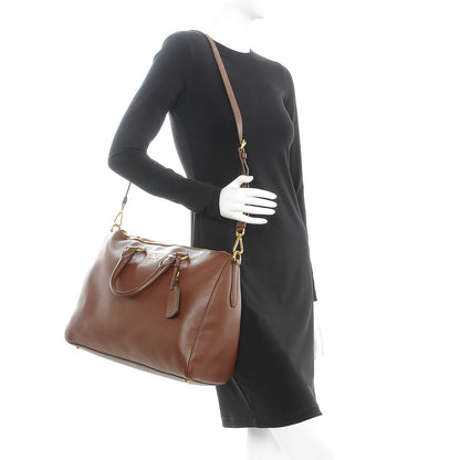 Prada Vitello Daino Boston Bag Palissandro 3 of 13