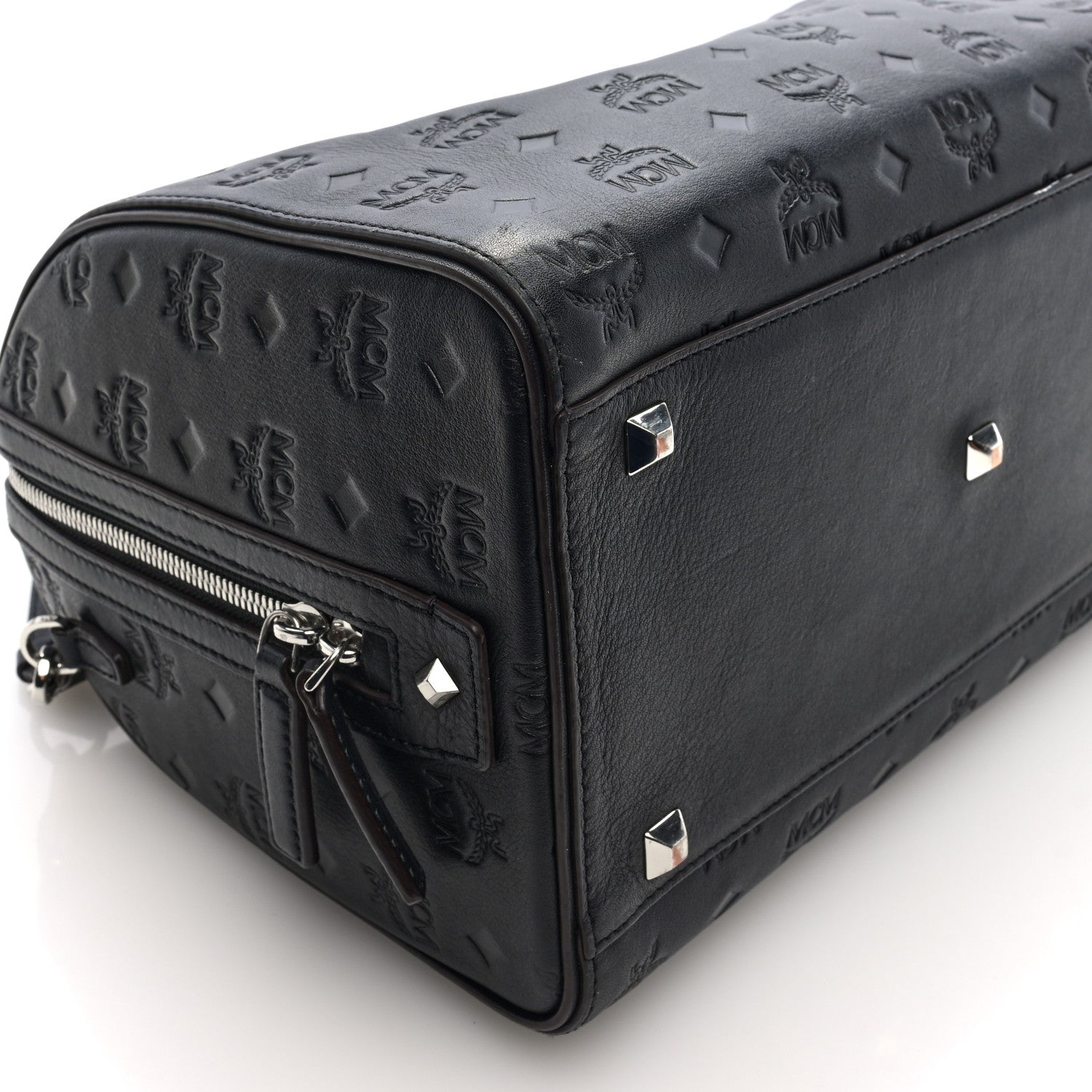 MCM Calfskin Ottomar Monogram Essential Boston Bag Black 8 of 9