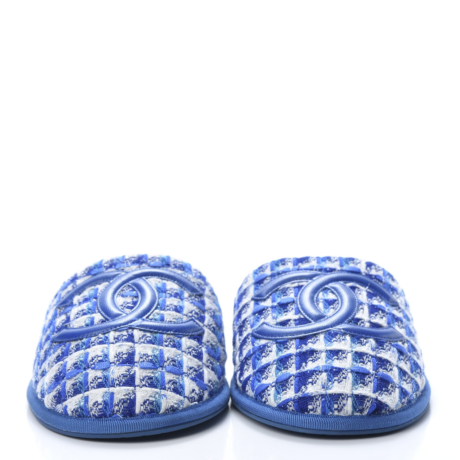 Chanel Tweed CC Flat Mules M Blue 2 of 8