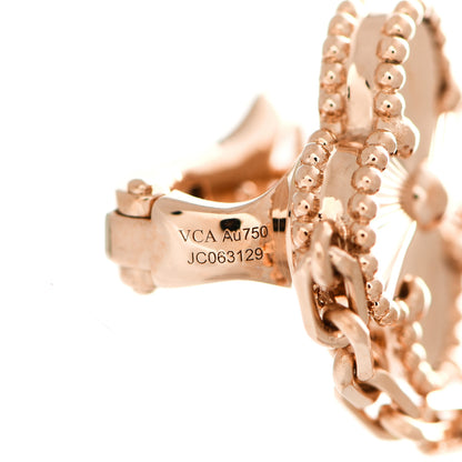 Van Cleef & Arpels 18K Rose Gold Guilloche Carnelian 2 Motifs Magic Alhambra Earrings 4 of 6