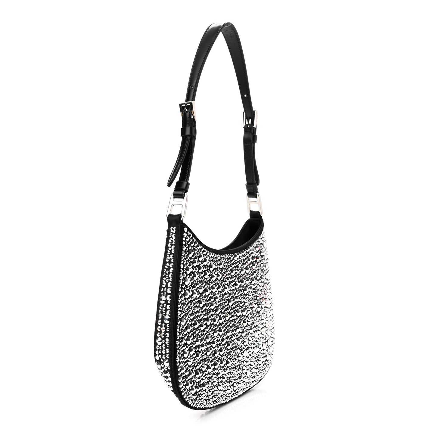 Satin Crystal Cleo Adjustable Strap Shoulder Bag Metal
