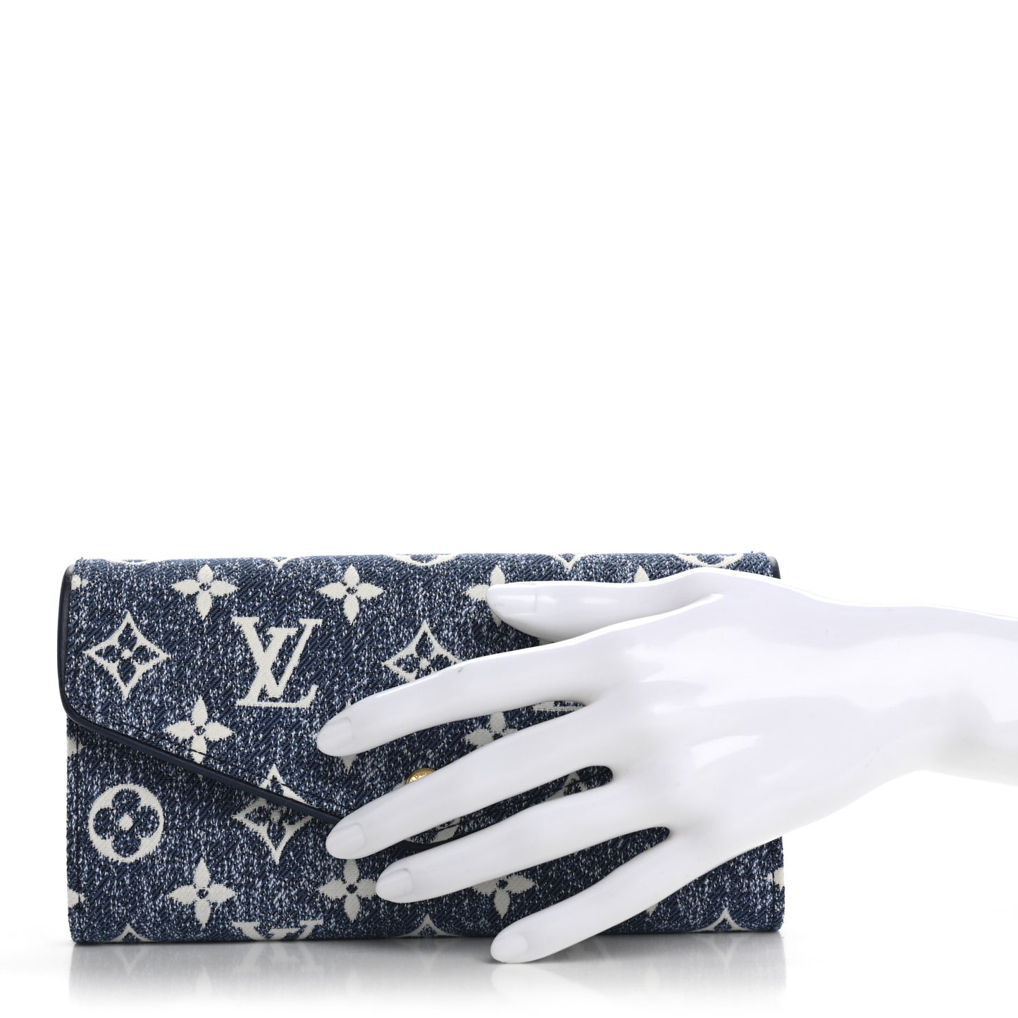 Monogram Jacquard Denim Sarah Wallet Bleu