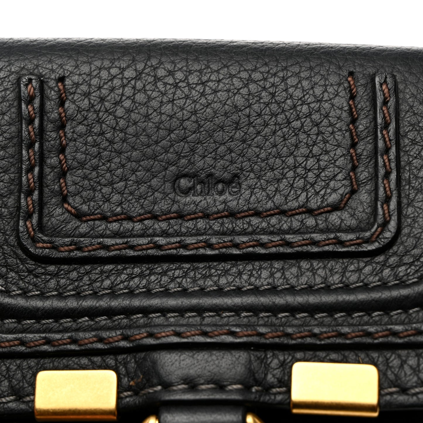 Grained Calfskin Marcie Square Wallet Black