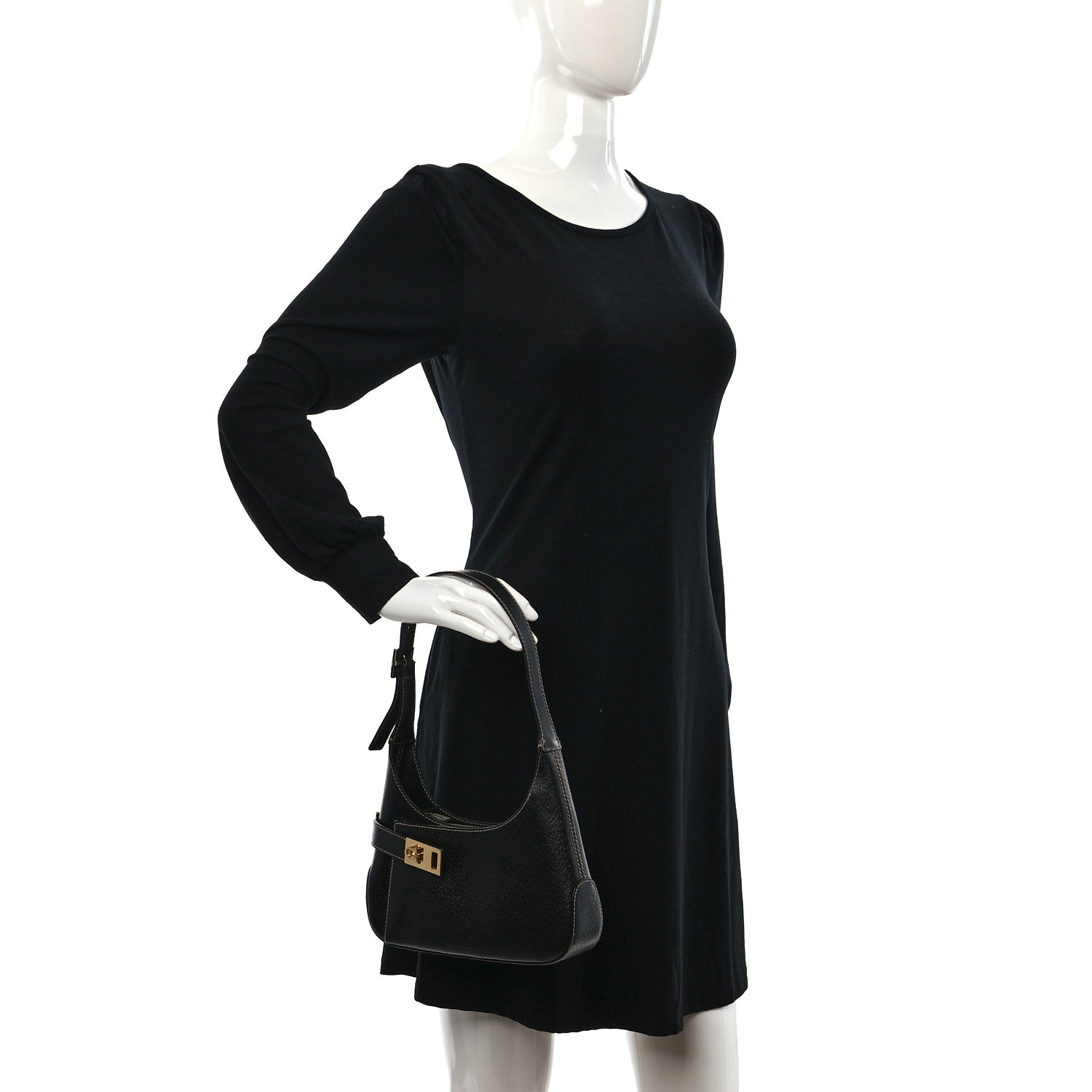 Salvatore Ferragamo Pigskin Gancini Hobo Black 2 of 8