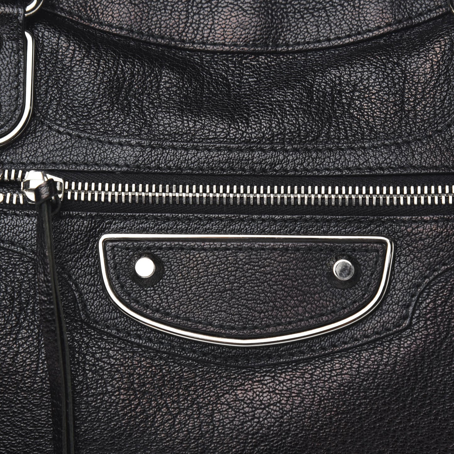 Chevre Silver Metallic Edge Hardware City Black