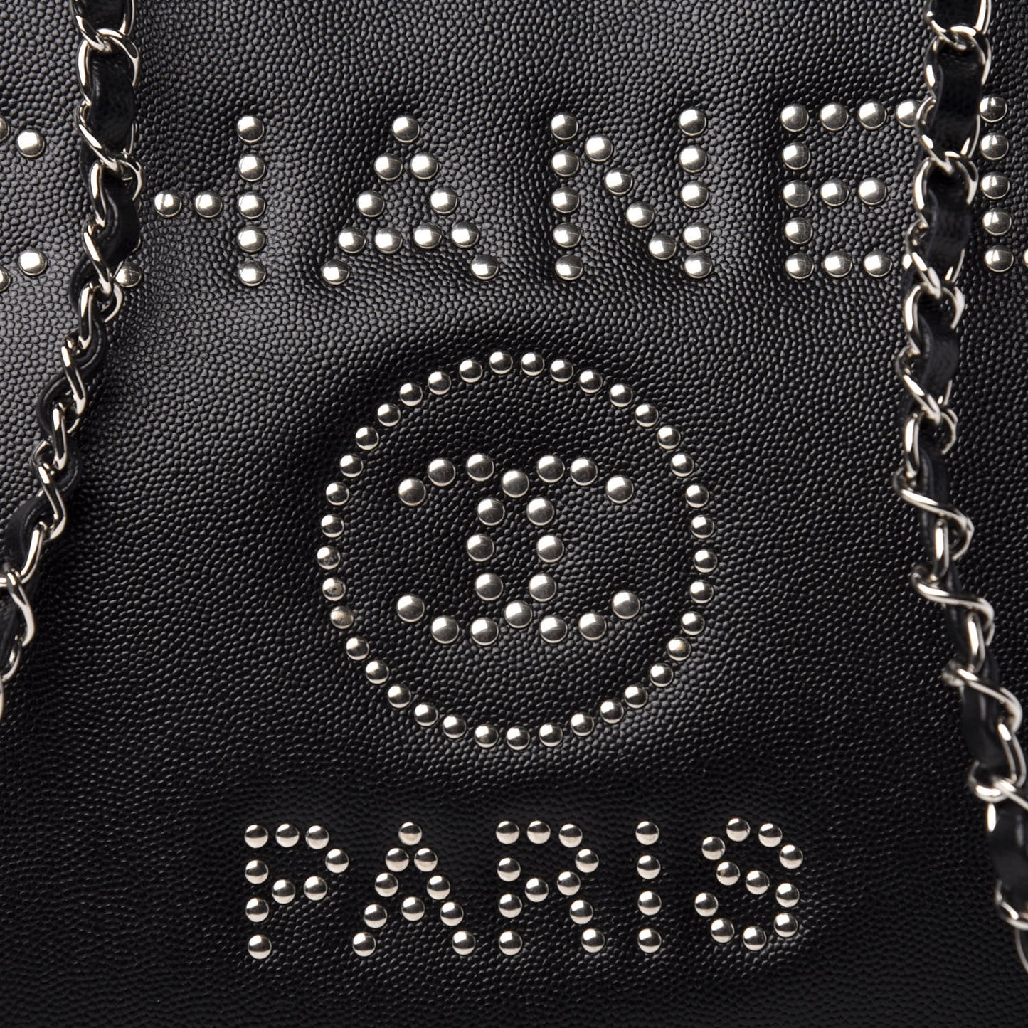 Caviar Medium Studded Deauville Tote Black