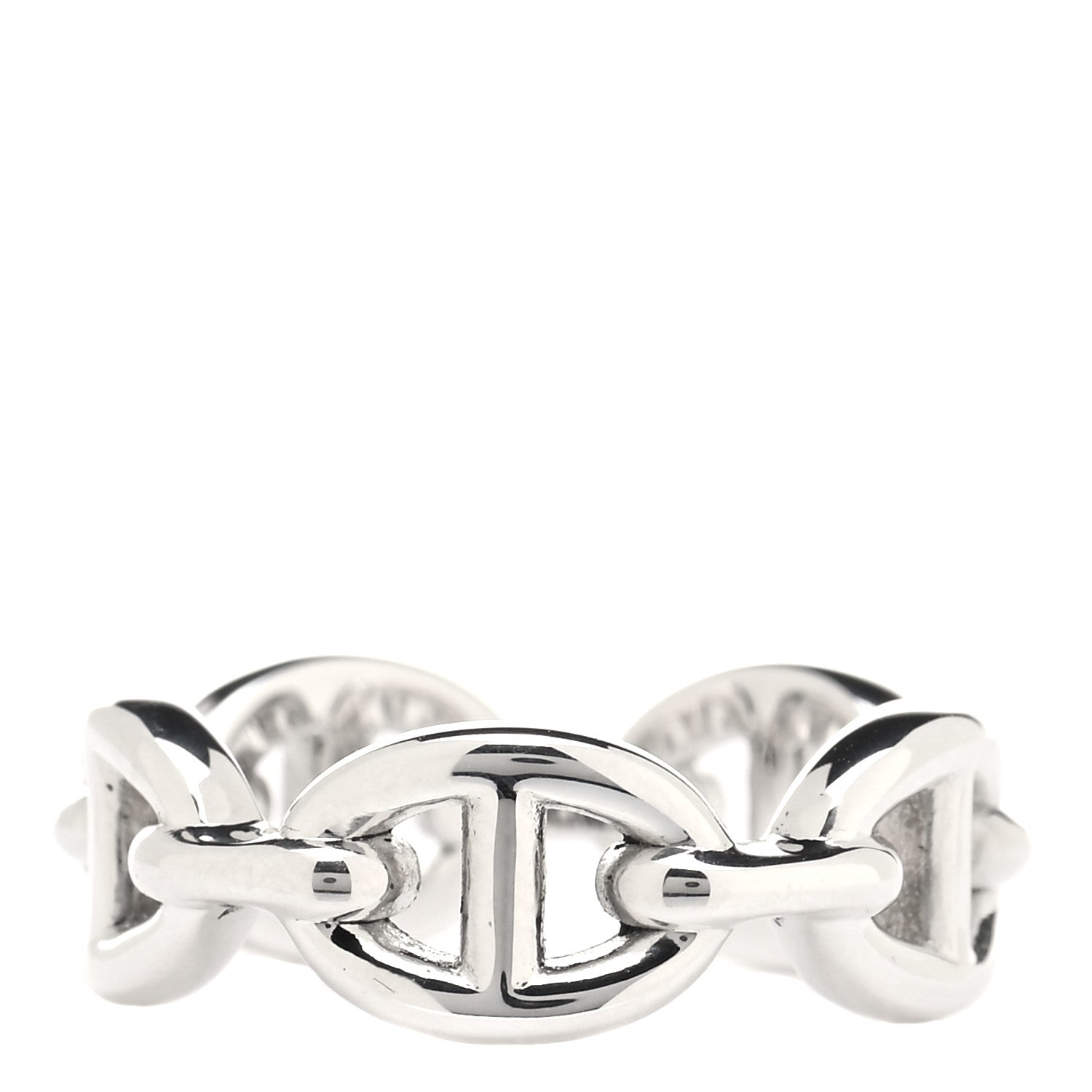 Hermes Sterling Silver PM Chaine d'Ancre Enchainee Band Ring 52 6 1 of 7